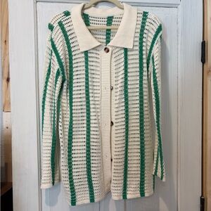 Striped Green and Cream Women's Sweater